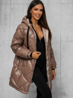 Outlet Damen Jacke Camel JS/5M3189/84Z Damen Steppjacken | Lange Jacken