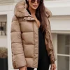 Discount Damen Jacke Camel JS/5M3256/84 Damen Steppjacken | Winterjacken