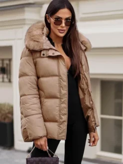 Discount Damen Jacke Camel JS/5M3256/84 Damen Steppjacken | Winterjacken