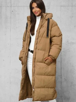 Best Damen Jacke Camel JS/5M3163/84Z Damen Steppjacken | Lange Jacken