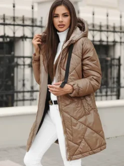 Outlet Damen Jacke Camel JS/5M3189/84Z Damen Steppjacken | Lange Jacken