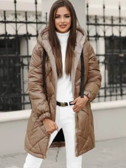 Outlet Damen Jacke Camel JS/5M3189/84Z Damen Steppjacken | Lange Jacken