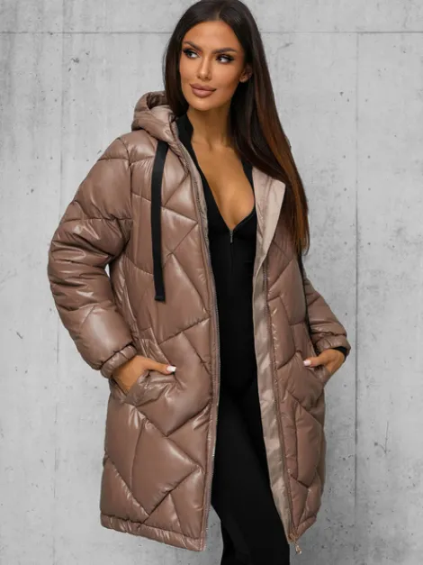 Outlet Damen Jacke Camel JS/5M3189/84Z Damen Steppjacken | Lange Jacken