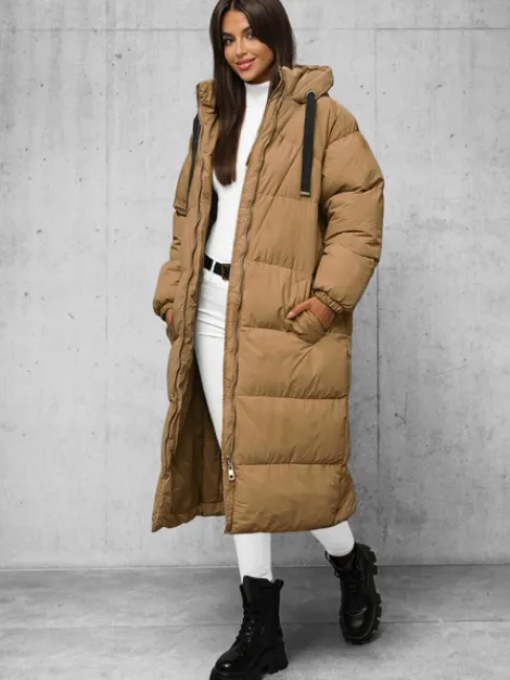 Best Damen Jacke Camel JS/5M3163/84Z Damen Steppjacken | Lange Jacken