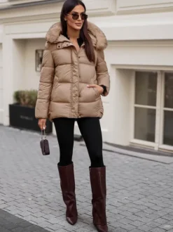 Discount Damen Jacke Camel JS/5M3256/84 Damen Steppjacken | Winterjacken