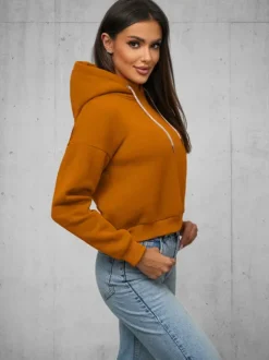Best Damen Kapuzenpullover Camel O/12102 Damen Sweatshirts Ohne Print | Kapuzenpullover