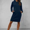 Online Damen Kapuzenpullover Dunkelblau JS/YS10005/25Z Damen Sweatshirts Ohne Print | Sweatshirts Ohne Kapuze