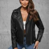 Clearance Damen Lederjacke JS/11Z8060 Damen Lederjacken | Übergangsjacken