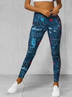 Fashion Damen Leggings O/20755Z Damen Fitness | Leggings Mit Motiv