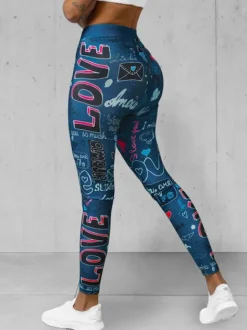Fashion Damen Leggings O/20755Z Damen Fitness | Leggings Mit Motiv