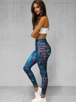 Fashion Damen Leggings O/20755Z Damen Fitness | Leggings Mit Motiv
