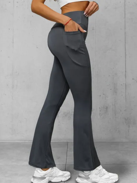 Best Damen Leggings mit Breiten Beinen Anthrazit JS/35K1603/5 Damen Fitness | Weite Hosen