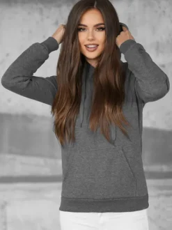 Sale Damen Sweatshirt Anthrazit JS/W02Z Damen Sweatshirts Ohne Print | Sweatshirts Ohne Kapuze
