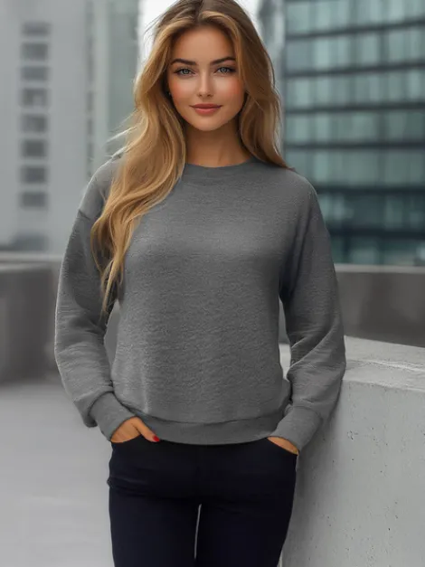Clearance Damen Sweatshirt Anthrazit JS/W01Z Damen Sweatshirts Ohne Print | Sweatshirts Ohne Kapuze