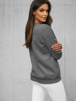 Fashion Damen Sweatshirt Anthrazit JS/W01Z Damen Sweatshirts Ohne Print | Sweatshirts Ohne Kapuze
