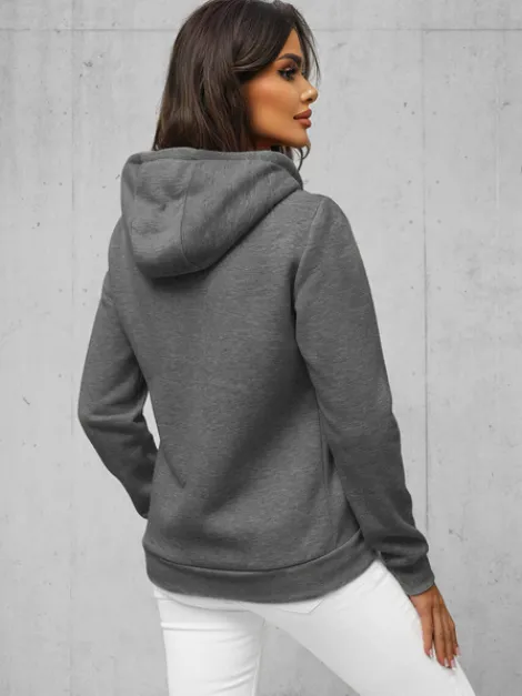 Outlet Damen Sweatshirt Anthrazit JS/W03Z Damen Sweatshirts Ohne Print | Sweatshirts Ohne Kapuze