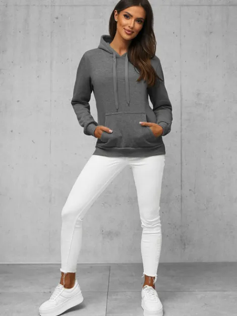 New Damen Sweatshirt Anthrazit JS/W02Z Damen Sweatshirts Ohne Print | Sweatshirts Ohne Kapuze