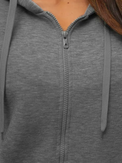 Outlet Damen Sweatshirt Anthrazit JS/W03Z Damen Sweatshirts Ohne Print | Sweatshirts Ohne Kapuze