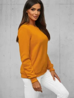 Fashion Damen Sweatshirt Camel JS/W01Z Damen Sweatshirts Ohne Print | Sweatshirts Ohne Kapuze