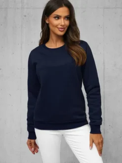 New Damen Sweatshirt Dunkelblau JS/W01Z Damen Sweatshirts Ohne Print | Sweatshirts Ohne Kapuze