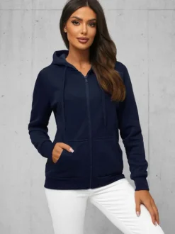 Hot Damen Sweatshirt Dunkelblau JS/W03Z Damen Sweatshirts Ohne Print | Sweatshirts Ohne Kapuze