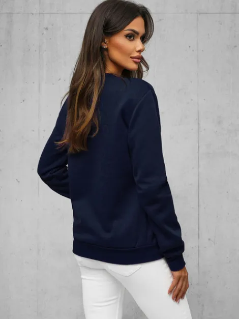 New Damen Sweatshirt Dunkelblau JS/W01Z Damen Sweatshirts Ohne Print | Sweatshirts Ohne Kapuze