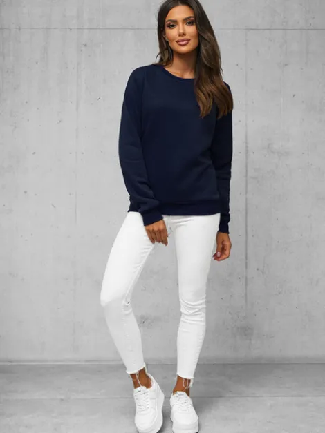 New Damen Sweatshirt Dunkelblau JS/W01Z Damen Sweatshirts Ohne Print | Sweatshirts Ohne Kapuze