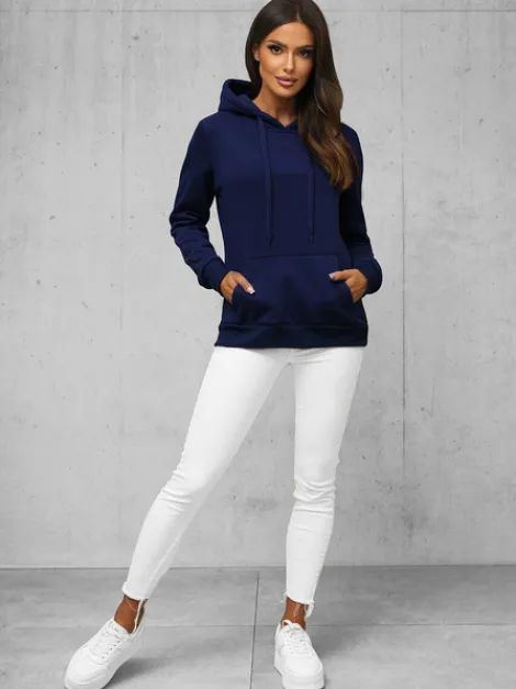 Sale Damen Sweatshirt Dunkelblau JS/W02Z Damen Sweatshirts Ohne Print | Sweatshirts Ohne Kapuze