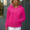 Online Damen Sweatshirt Dunkelpink JS/W03 Damen Sweatshirts Ohne Print | Sweatshirts Ohne Kapuze