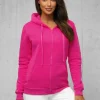Clearance Damen Sweatshirt dunkelpink JS/W03Z Damen Sweatshirts Ohne Print | Sweatshirts Ohne Kapuze