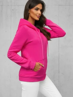 Clearance Damen Sweatshirt dunkelpink JS/W03Z Damen Sweatshirts Ohne Print | Sweatshirts Ohne Kapuze