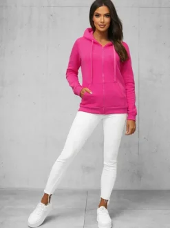 Clearance Damen Sweatshirt dunkelpink JS/W03Z Damen Sweatshirts Ohne Print | Sweatshirts Ohne Kapuze