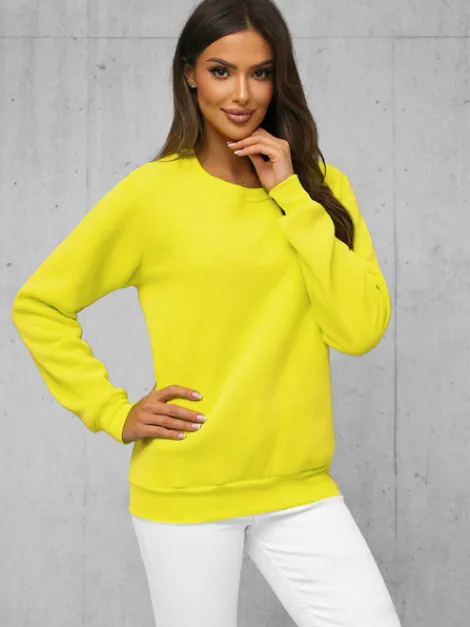 Online Damen Sweatshirt Gelb-Neon JS/W01Z Damen Sweatshirts Ohne Print | Sweatshirts Ohne Kapuze