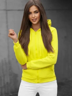 Best Damen Sweatshirt Gelb-Neon JS/W03Z Damen Sweatshirts Ohne Print | Sweatshirts Ohne Kapuze