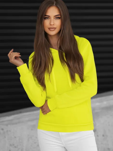 Fashion Damen Sweatshirt Gelb-Neon JS/W02Z Damen Sweatshirts Ohne Print | Sweatshirts Ohne Kapuze
