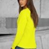 Discount Damen Sweatshirt Gelb-Neon JS/W01Z Damen Sweatshirts Ohne Print | Sweatshirts Ohne Kapuze