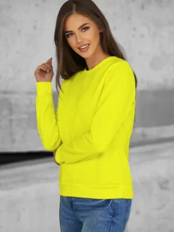 Discount Damen Sweatshirt Gelb-Neon JS/W01Z Damen Sweatshirts Ohne Print | Sweatshirts Ohne Kapuze