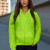 Discount Damen Sweatshirt Grün-Neon JS/W03Z Damen Sweatshirts Ohne Print | Sweatshirts Ohne Kapuze