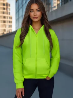 Discount Damen Sweatshirt Grün-Neon JS/W03Z Damen Sweatshirts Ohne Print | Sweatshirts Ohne Kapuze