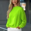Best Damen Sweatshirt Grün-Neon JS/W01Z Damen Sweatshirts Ohne Print | Sweatshirts Ohne Kapuze