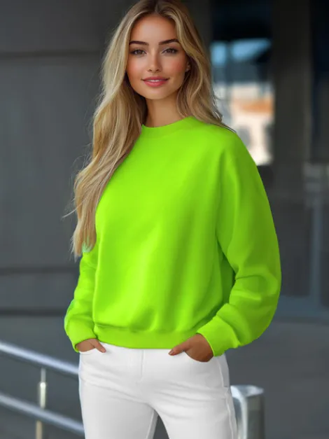 Best Damen Sweatshirt Grün-Neon JS/W01Z Damen Sweatshirts Ohne Print | Sweatshirts Ohne Kapuze
