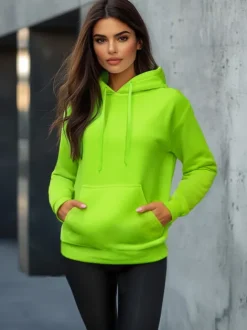 Online Damen Sweatshirt Grün-Neon JS/W02Z Damen Sweatshirts Ohne Print | Sweatshirts Ohne Kapuze