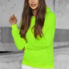 Discount Damen Sweatshirt Grün-Neon JS/W02Z Damen Sweatshirts Ohne Print | Sweatshirts Ohne Kapuze