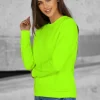 Discount Damen Sweatshirt Grün-Neon JS/W01Z Damen Sweatshirts Ohne Print | Sweatshirts Ohne Kapuze
