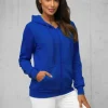 Sale Damen Sweatshirt Kobalt JS/W03Z Damen Sweatshirts Ohne Print | Sweatshirts Ohne Kapuze