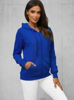 Sale Damen Sweatshirt Kobalt JS/W03Z Damen Sweatshirts Ohne Print | Sweatshirts Ohne Kapuze
