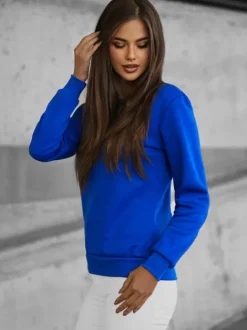 Outlet Damen Sweatshirt Kobalt JS/W01Z Damen Sweatshirts Ohne Print | Sweatshirts Ohne Kapuze