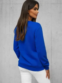 Sale Damen Sweatshirt Kobalt JS/W01Z Damen Sweatshirts Ohne Print | Sweatshirts Ohne Kapuze