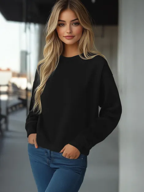 New Damen Sweatshirt JS/W01Z Damen Sweatshirts Ohne Print | Sweatshirts Ohne Kapuze