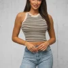 Outlet Damen Tanktop Beige/Schwarz O/JK6557 Damen Tops